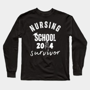 Nursing School Survivor, Nurse Graduation Long Sleeve T-Shirt